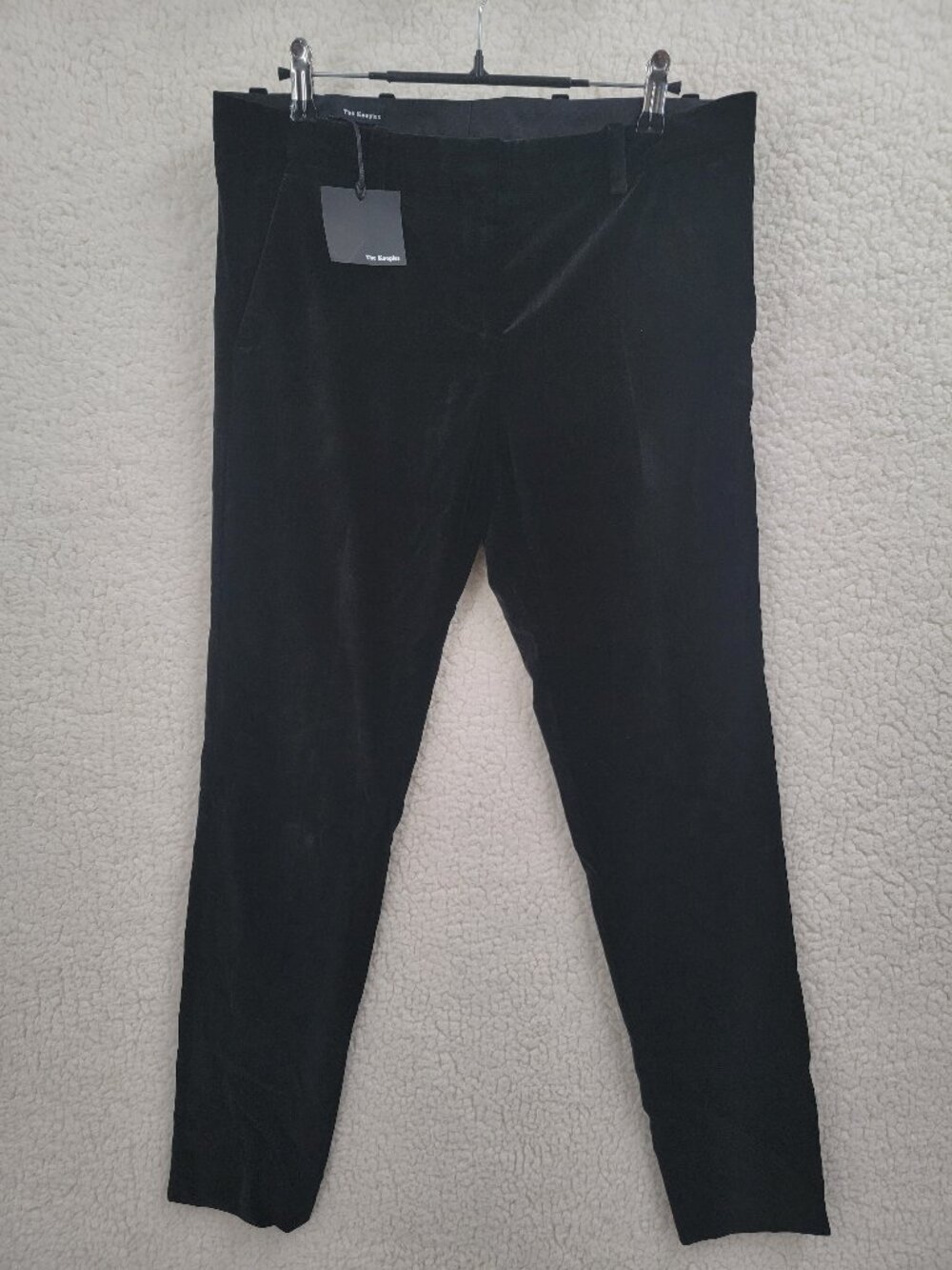 NWT The Kooples Black Velvet Tailored Slim Trousers Pants FR 38 / US 6